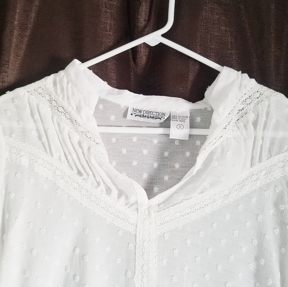 NWT, New Direction Sheer Dot Textured Blouse - Picture 2 of 10